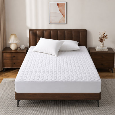 Protège-matelas ultrasonique imperméable et respirant avec motif géométrique à poches profondes