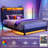 Upholstered Bed Frame with Headboard-Storage Headboard with Smart LED Lights and USB Charging Station,Noise Free,No Box Spring Needed-1944431693-1944431692