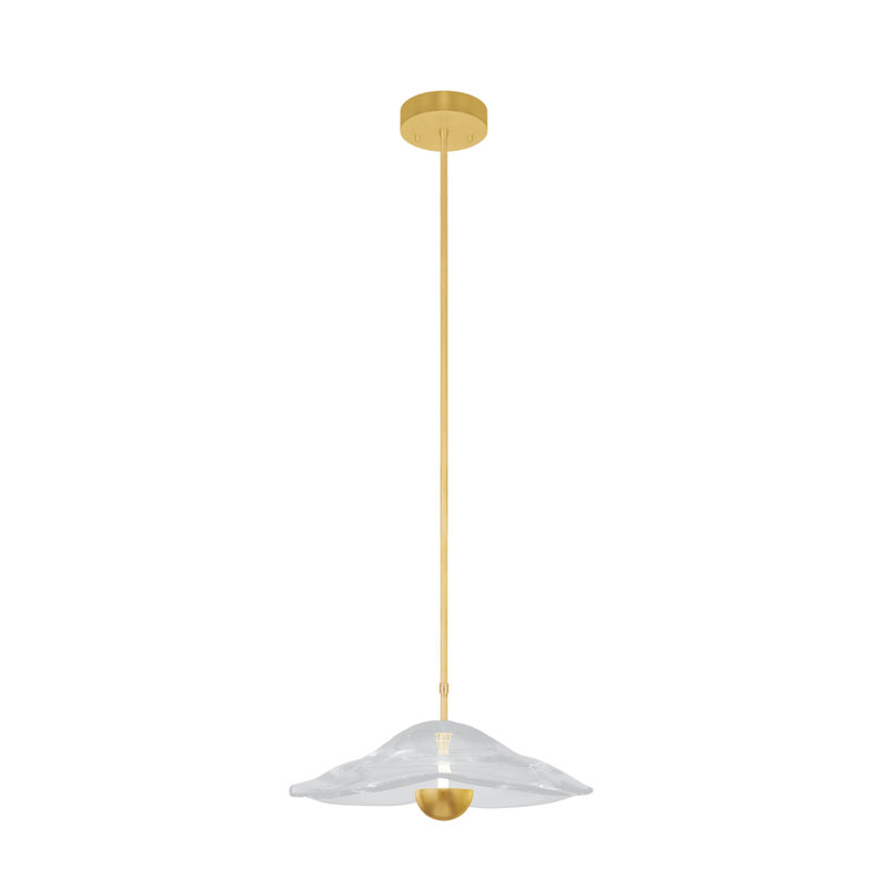Luminaire suspendu rond l 12 po Embark, Clair, H 78,25 po x l 16 po x P 16 po, Feuille d'or standard
