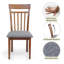 Ensemble de table de salle à manger pour 4 personnes, chaises chaudes en bois massif de style classique avec table ronde extensible, ensemble de salle de cuisine, couleur blanche avec tissu gris-1716457320
