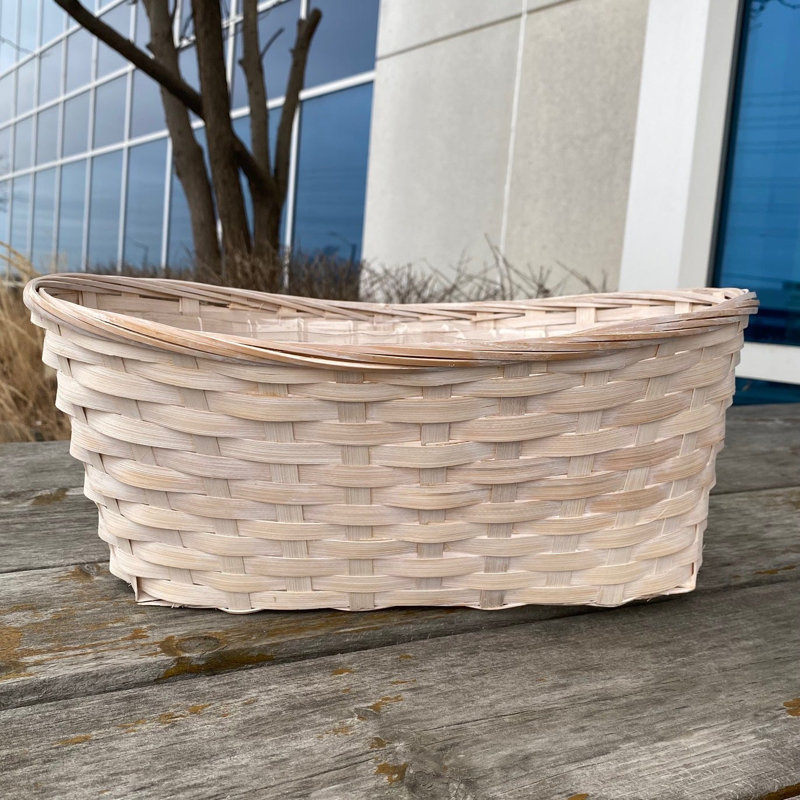 Panier à fleurs en bambou blanc tissé