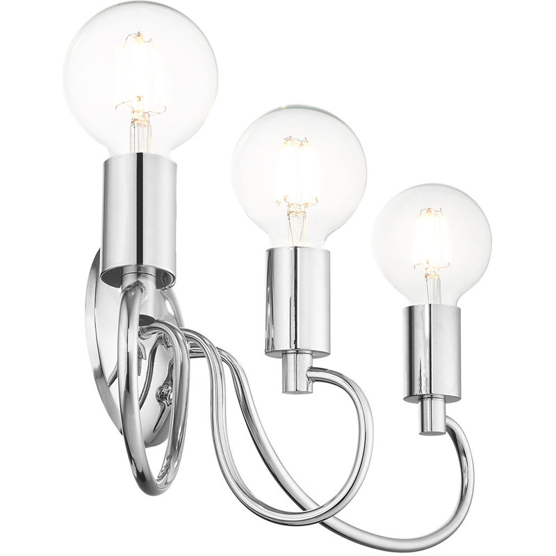 Luminaire de meuble-lavabo en chrome poli - 22 po, 3 lumières, base en acier