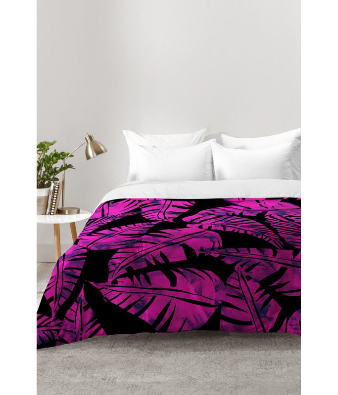 Ensemble d'édredon Schatzi Brown Lani Kai Leaf Magenta, Édredon double / grand + 2 taies décoratives sta
