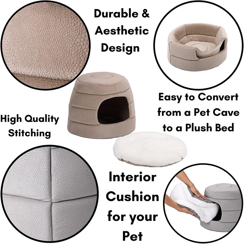 Small Gray Foldable Orthopedic Polyester Pet Bed