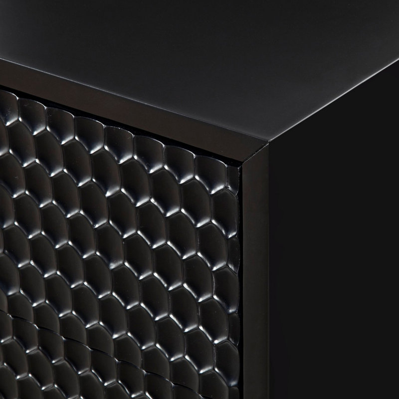 Commode 3 tiroirs l 32 po, Noir / or