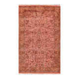 Tapis rose noué à la main de conception unique Chimel