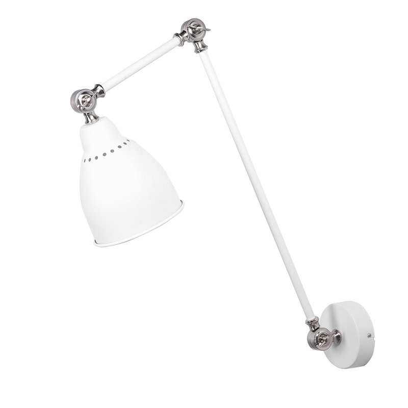 Sandhurst Swing Arm Sconce, White/Silver