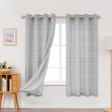 Ombre Gradient Striped Jacquard Light Filtering Curtain Pair