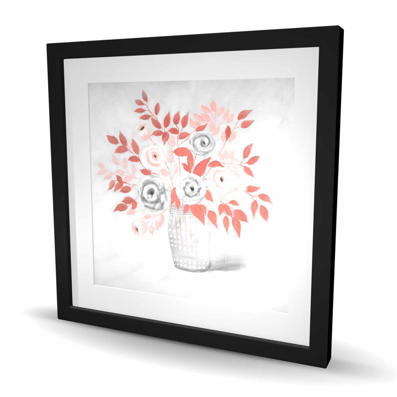Illustration de fleur de corail - reproduction encadrée avec passe-partout | Décoration intérieure