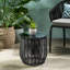 Table d'appoint de patio en verre trempé de 15,6 pouces de style avec structure en fer thermolaqué