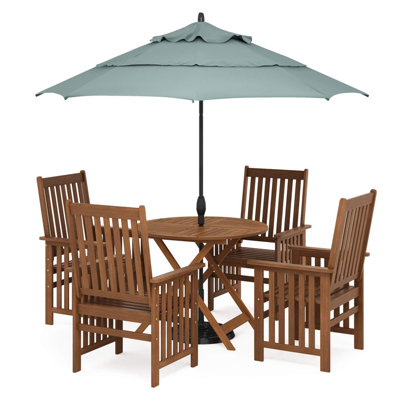 Draco Round Folding Outdoor Bistro Table With Umbrella Hole , 35'' in. W 35'' in. D