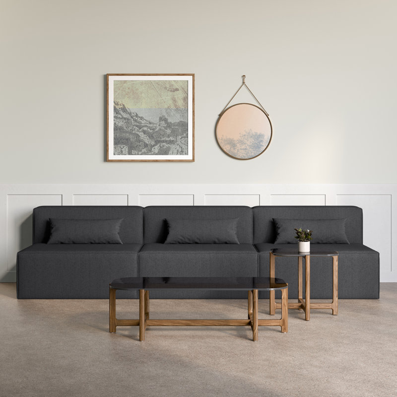Mix Modular 3-Pc Armless Sofa, Parliament Stone Performance Twill