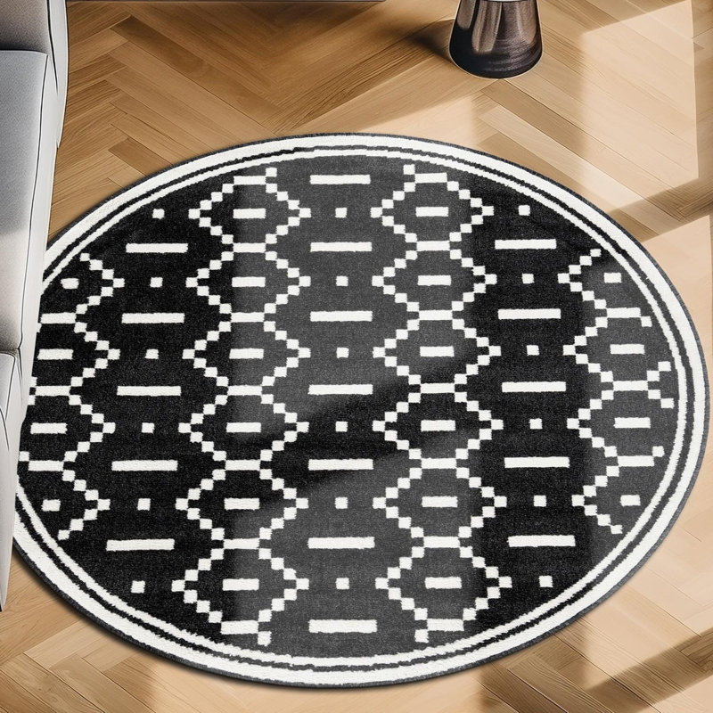 Tapis Ivy Bronx Begna Nathanyl noir, Rond 10 pi