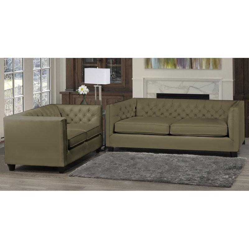 Ensemble de salon 2 pièces Bourne, Cuir taupe assorti