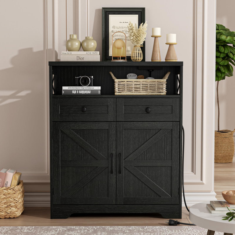 Buffet 31,5 "avec rangement, Noir