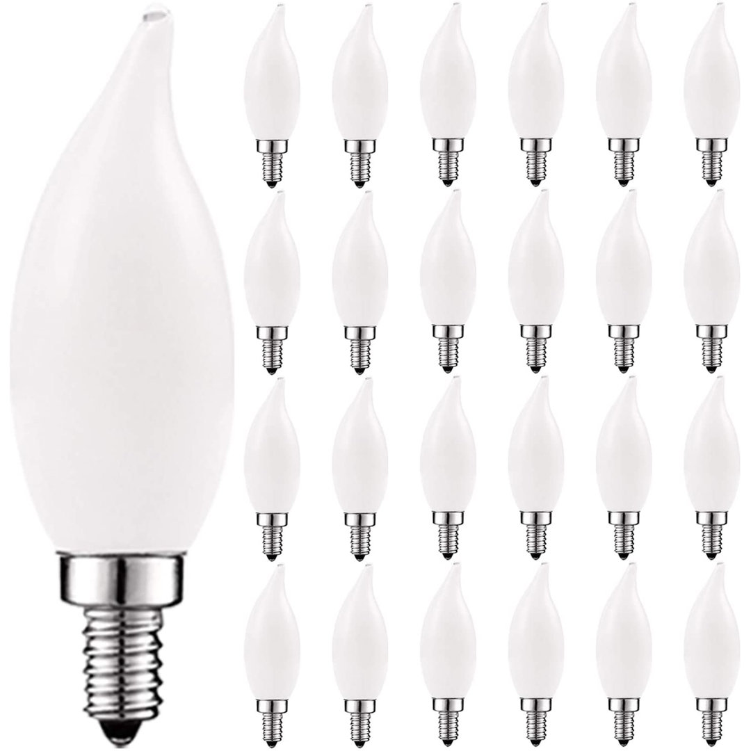5 Watt (60 Watt Equivalent), CA11 LED, Dimmable Light Bulb, Warm White (2700K) E12/Candelabra Base (Set of 24) Luxrite
