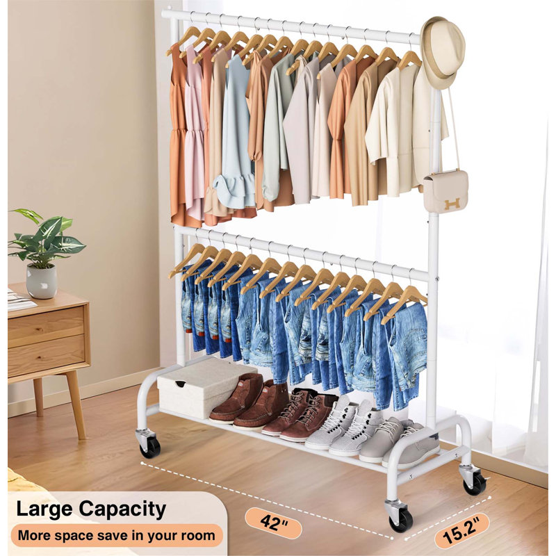 Bonville 106cm Rolling Clothing Rack, White