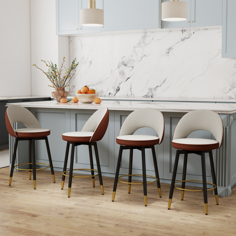 Tabouret de comptoir pivotant 25 po Rumery, Grey White/Brown