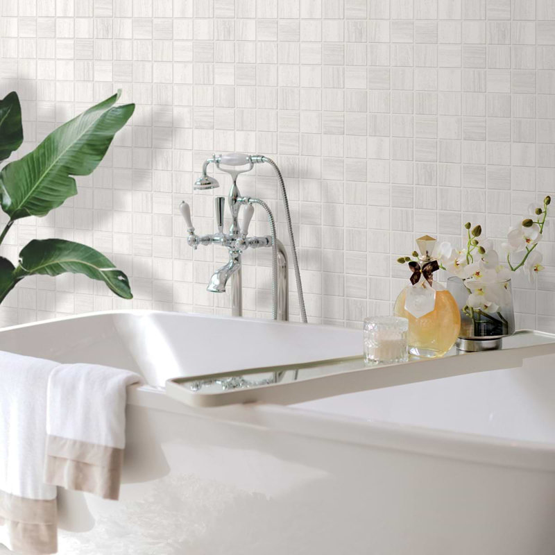Nashville Beige 2X2 Matte Porcelain Mosaic Tile, White Matte