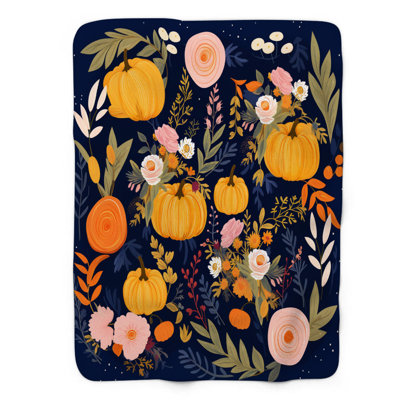 Automne citrouilles - couverture Sherpa de qualité supérieure 1 pièce