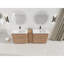 Meuble-lavabo autoportant de 84 po avec lavabo en céramique blanche et 1 petite armoire de rangement, porte à fermeture en douceur, chêne imitation, emballage KD, contreplaqué