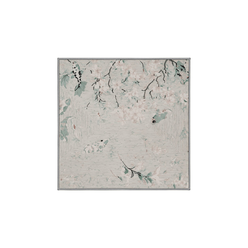 Machine Washable Gray Area Rug, Square 3'