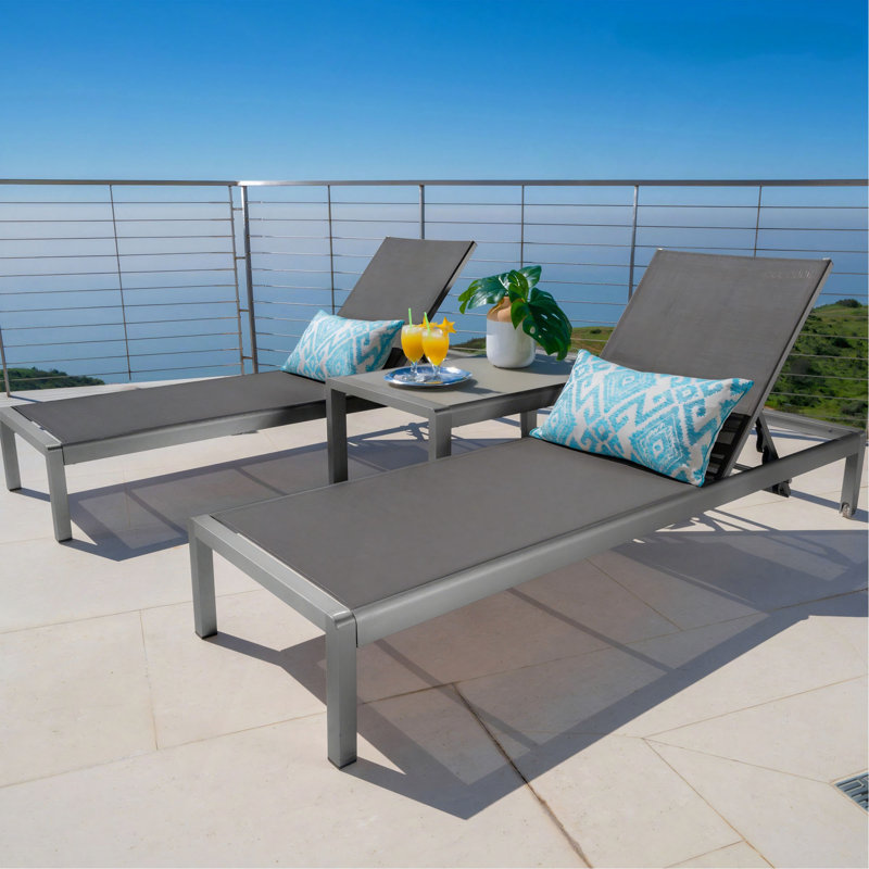 Chaise longue Cape Coral Kd Gry (Mp2) (ensemble de 2), 2, Gris
