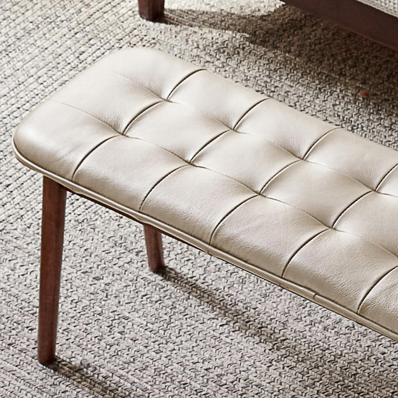 Dining Bench With Cushion, White