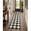 Tapis lavable à motif géométrique noir à carreaux crème-1604754482