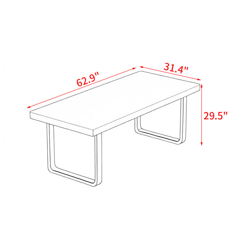 Table de salle à manger Calek, H 29,5 po x L 62,9 po x l 31,4 po