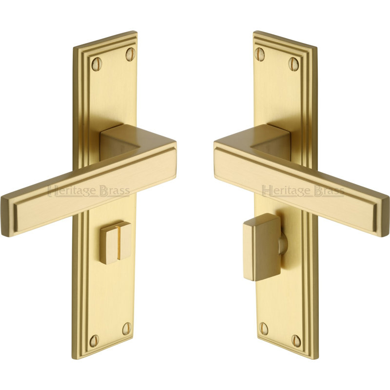 Heritage Brass Heritage Door Handle for Bathroom Atlantis Design, Satin Brass
