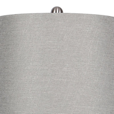 Lampe de table contemporaine en métal brossé 27 po en nickel brossé avec lin texturé gris et abat-jour nickel brossé de Grandview Gallery - ensemble de 2
