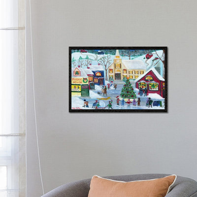 Christmas Holiday Shopping Village by Cheryl Bartley - Print on Canvas
