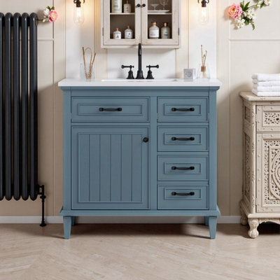Meuble-lavabo sur pied 36 po avec lavabo en céramique