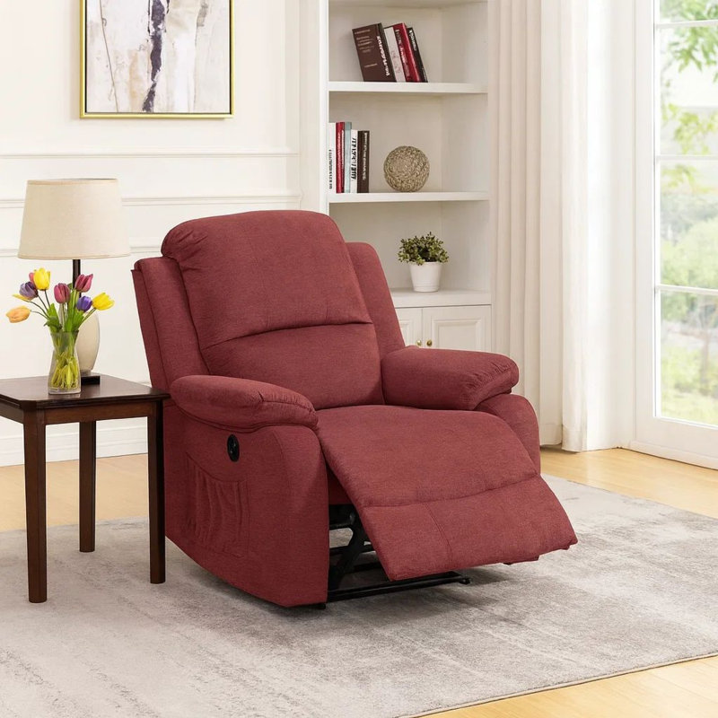 Fauteuil inclinable standard Antwanette, Velours rouge