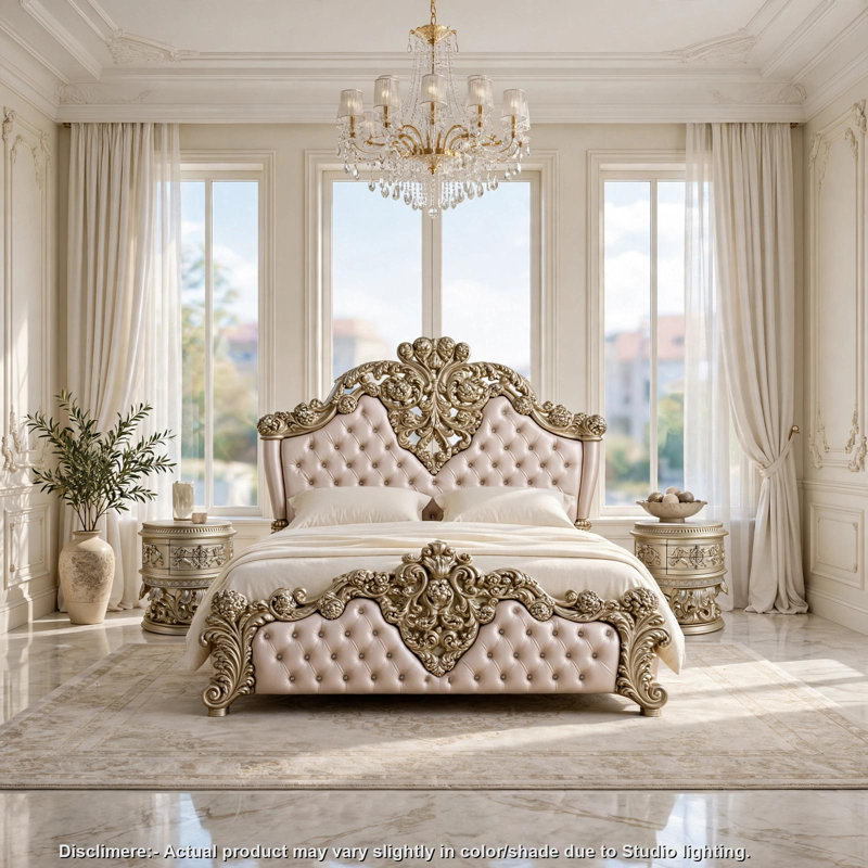 Ensemble de chambre à coucher pour lit très grand 3 pièces, design rembourré, argent, 2 tables de chevet