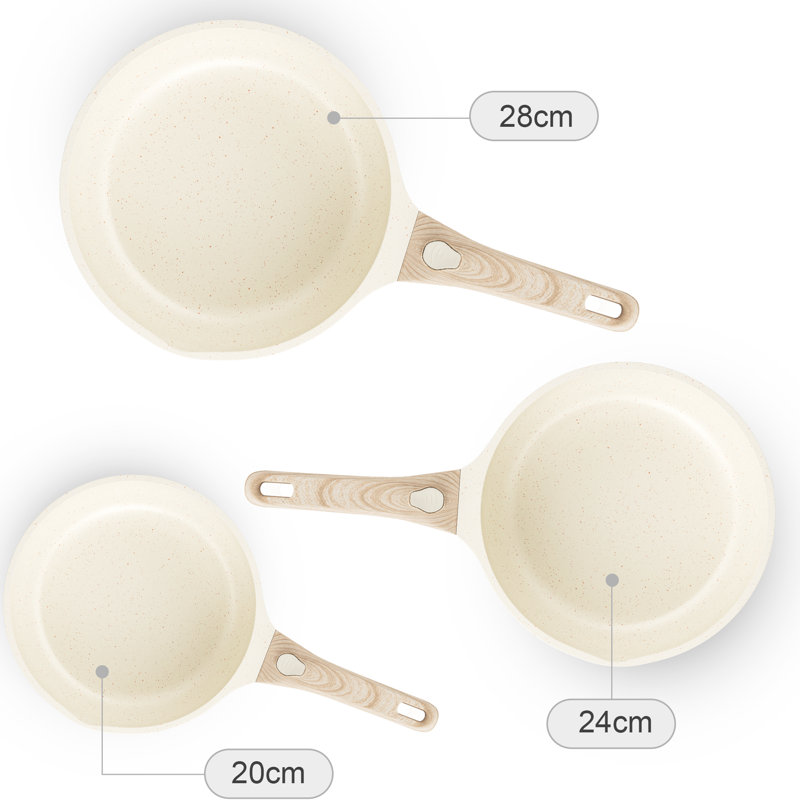 Aluminum Non-Stick Frying Pan Set, Beige