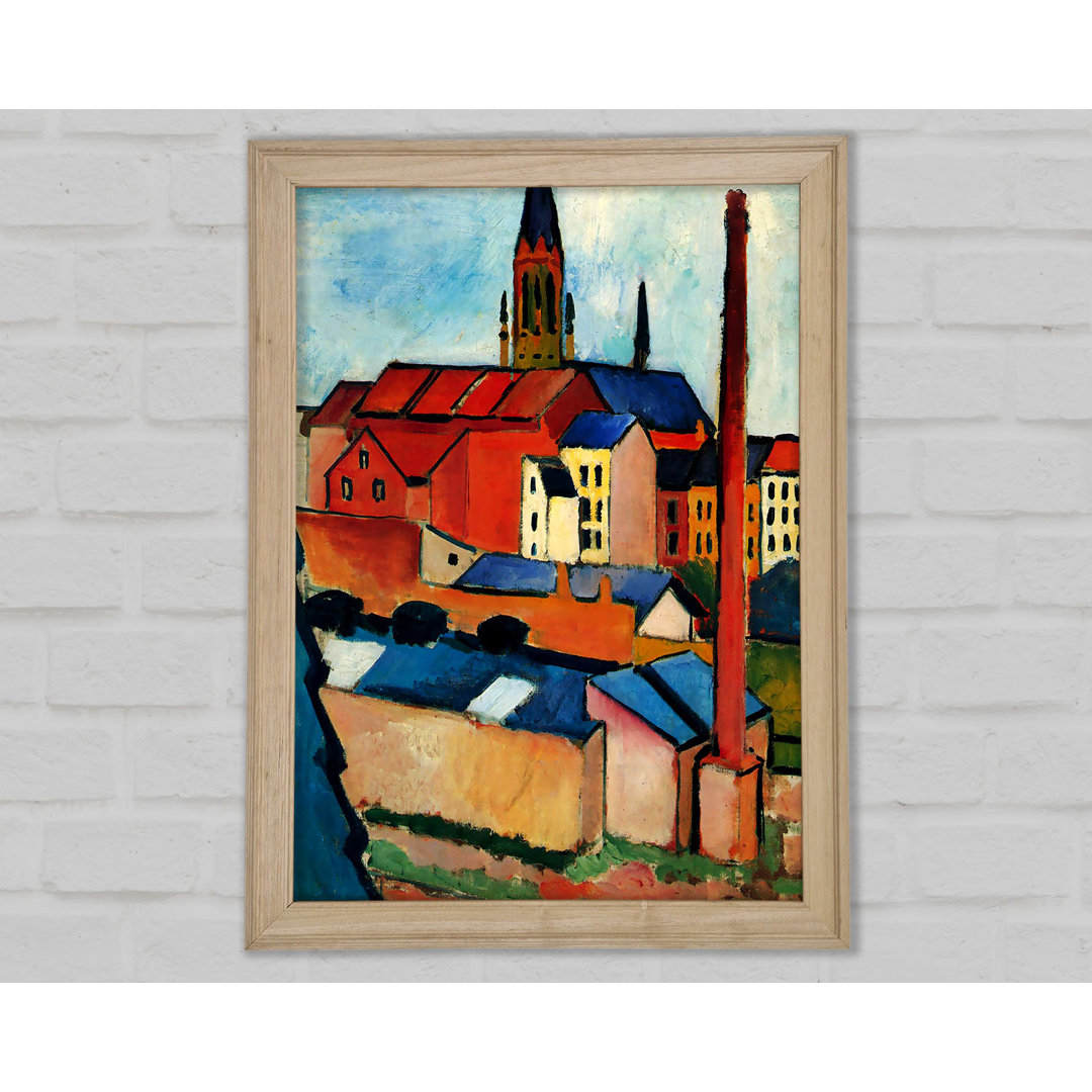 St. Marys Kirche mit Häusern und Schornstein von August Macke - Drucken