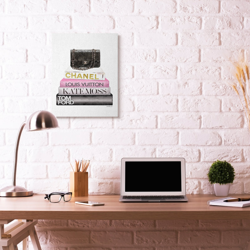 « mode-main bookstack rose black », impression, Toile tendue, H 30 po x l 24 po