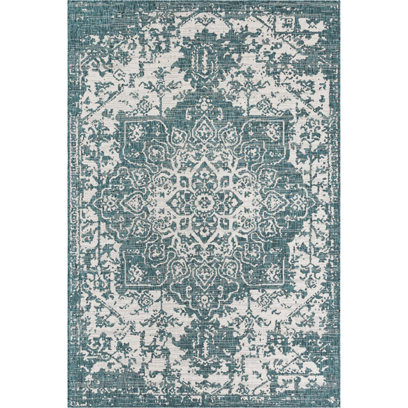 Power Loom Teal Indoor/Outdoor Rug, Rectangle 183 x 274cm