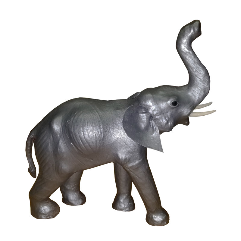 Éléphant en cuir Hillenbrand, Gris, H 15 po x l 18 po x P 6 po, Papier mâché