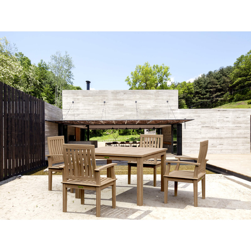 Drusilla 4 - Person Teak Wood Patio Dining Set with Square Table