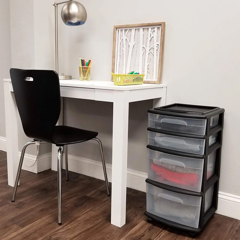 Commode de rangement 4 tiroirs Homz, Noir, Paquet de 1