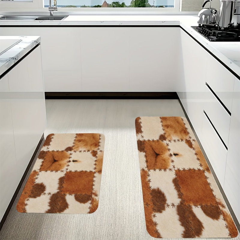 Tapis de cuisine noir foncé à imprimé floral foncé pour la cuisine et la chambre à coucher, ensemble de 2 multicolores