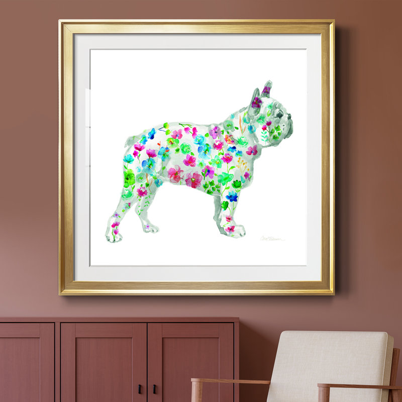 Tapisserie «French Bul» - peinture encadrée, H 34,5 po x l 34,5 po x P 1,5 po, Papier encadré doré