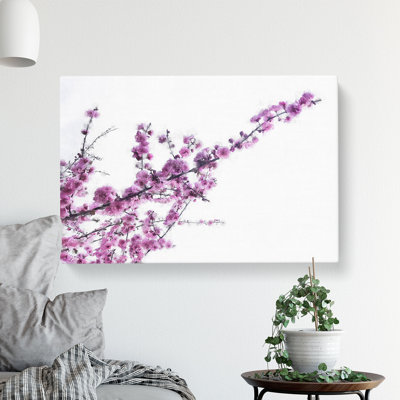 Pink Cherry Blossom Tree Painting - Wrapped Canvas