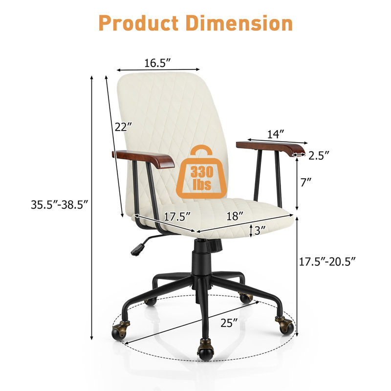 Chaise de travail Tressler, Blanc
