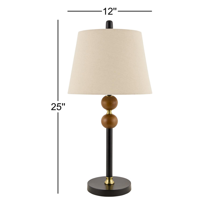 Lampe de table en bois massif avec abat-jour cloche Ezella