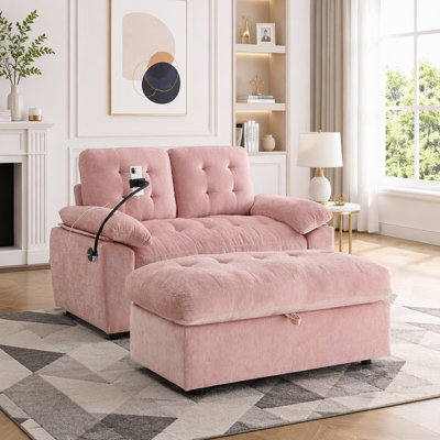 Canapé inclinable de loisir double avec dossier réglable, charge USB, support pour téléphone et repose-pieds de rangement