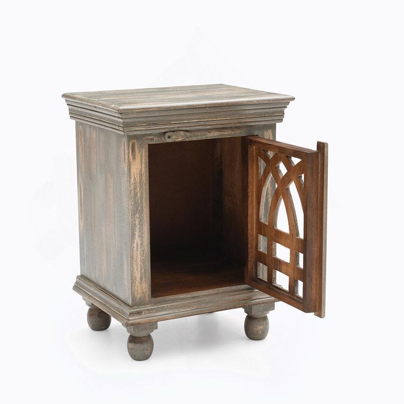 Table de chevet en bois gris antique